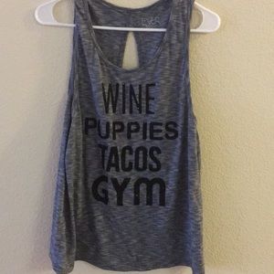 Cute layer tank. Puppies Wine Tacos Gym